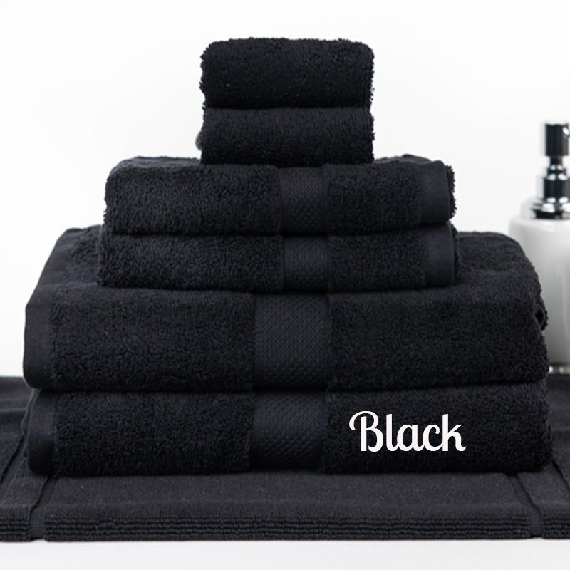 Brand New 7 Pieces 100% Cotton Bath Towel Set Black