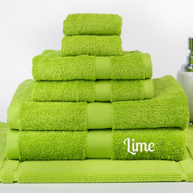 Brand New 7 Pieces 100% Cotton Bath Towel Set Lime