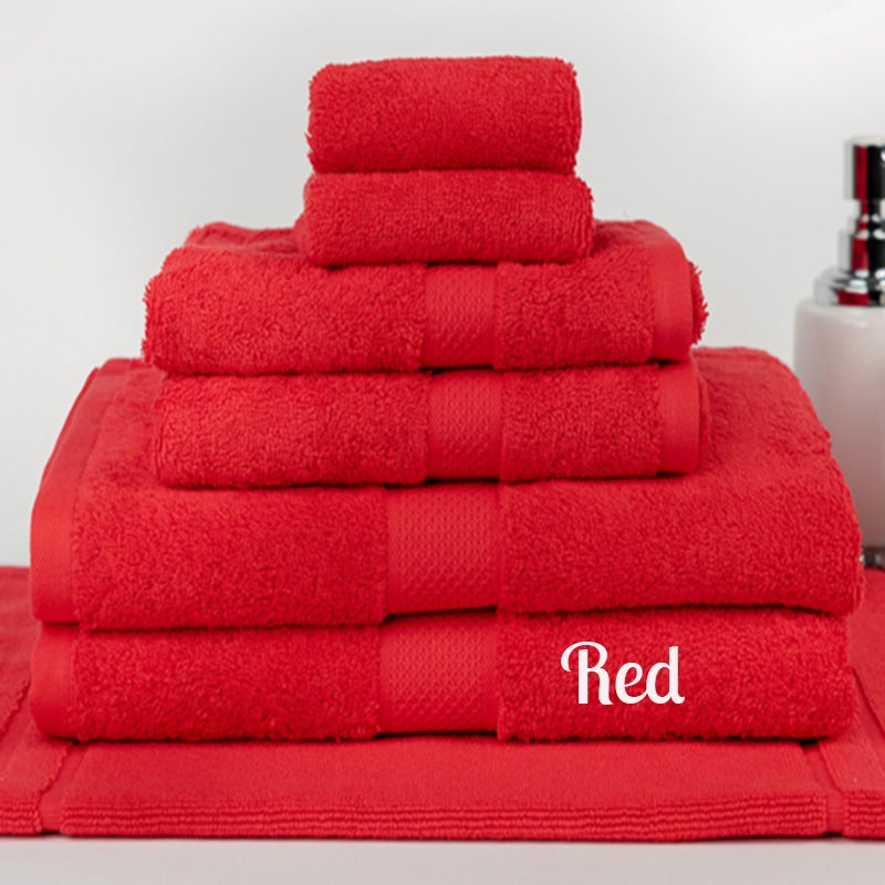 Brand New 7 Pieces 100% Cotton Bath Towel Set Red