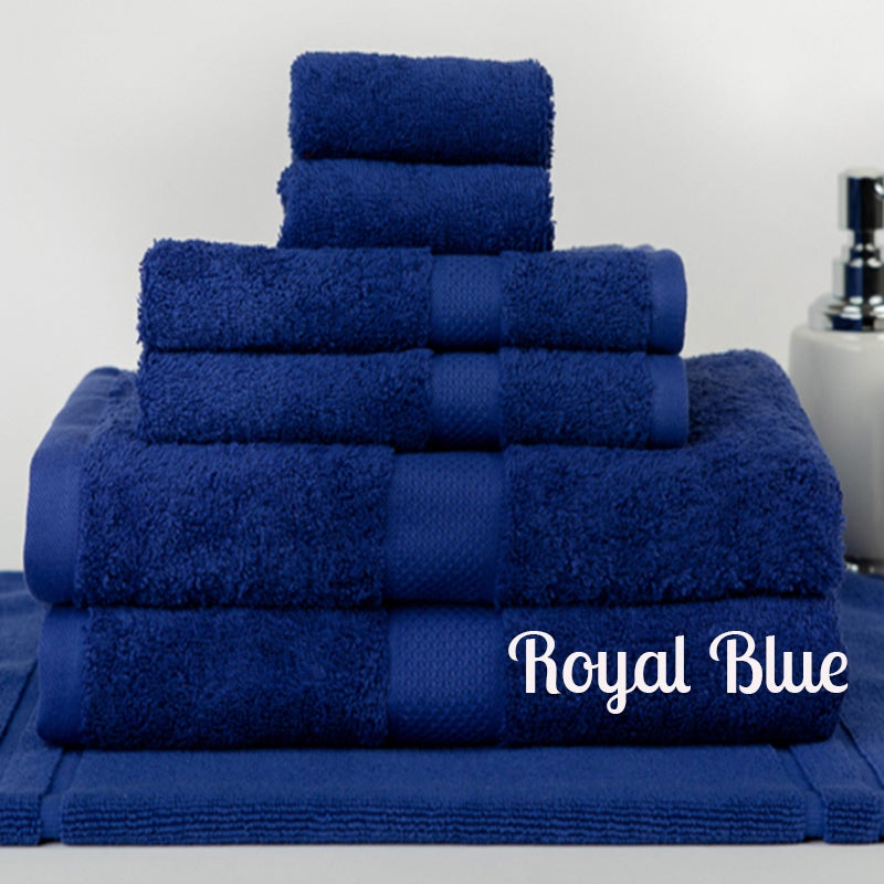 Brand New 7 Pieces 100% Cotton Bath Towel Set Royal Blue
