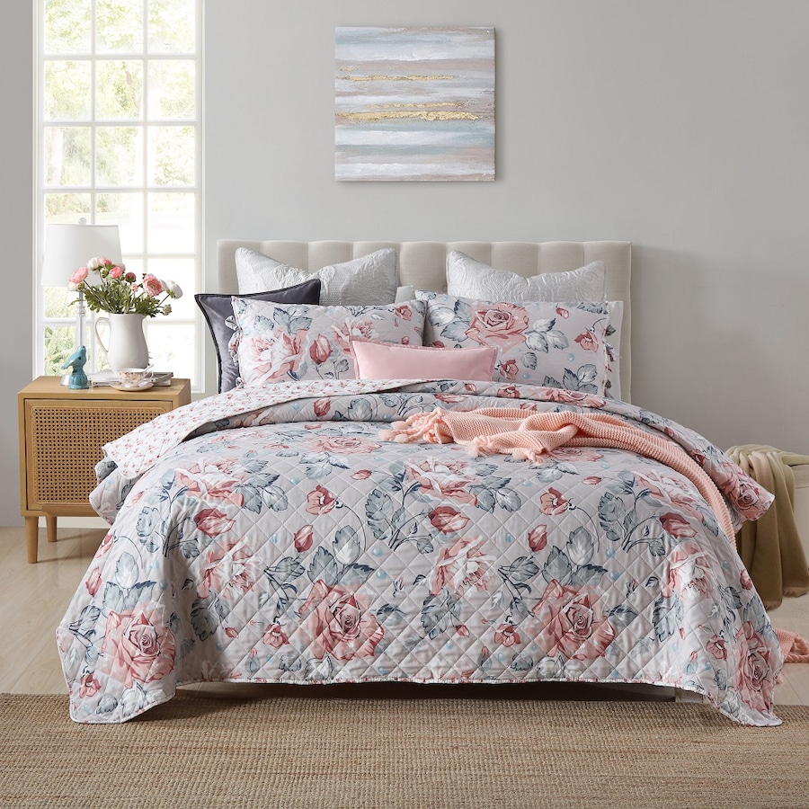 Quilted Bedspread /Coverlet Set for Double and Queen size Bed Flower B