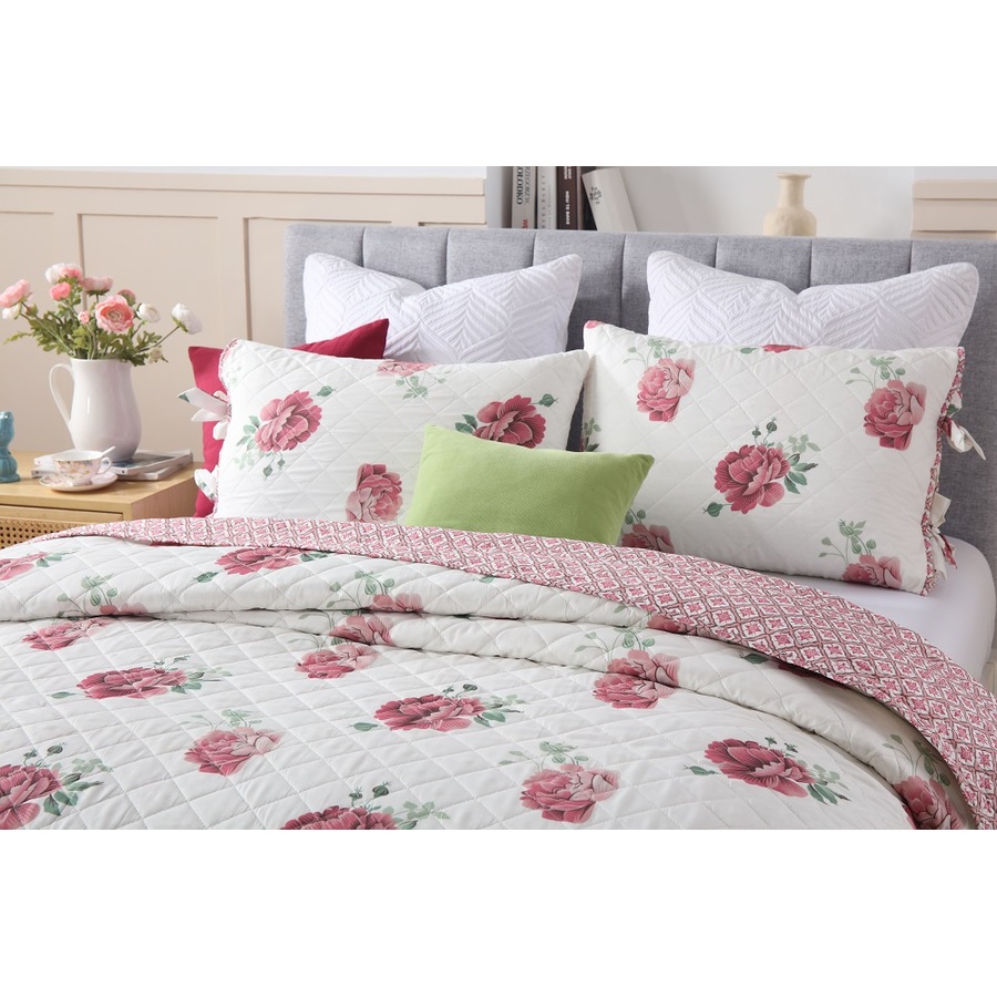 Quilted Bedspread /Coverlet Set for Double and Queen size Bed Flower D