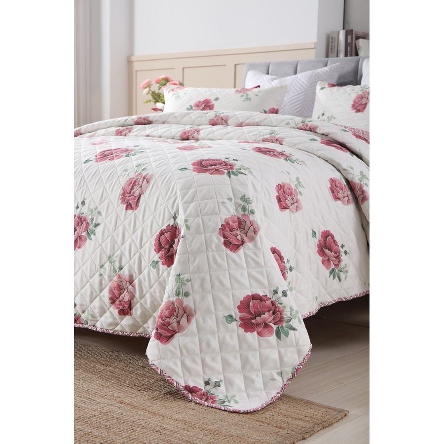 Quilted Bedspread /Coverlet Set for Double and Queen size Bed Flower D