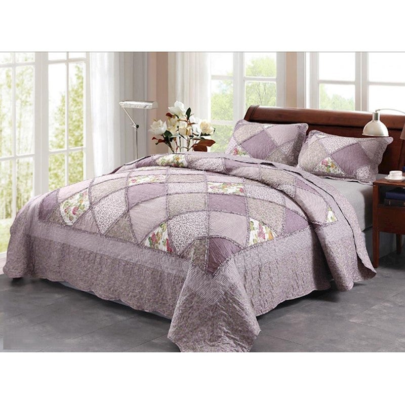 Chic Microfibre Coverlet / Bedspread Set Comforter Patchwork Quilt for Queen King Size bed 230x250cm #26