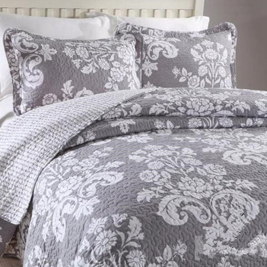Luxury 100% Cotton Coverlet / Bedspread Set Quilt Queen King Size Bed 230x250cm 136# Grey