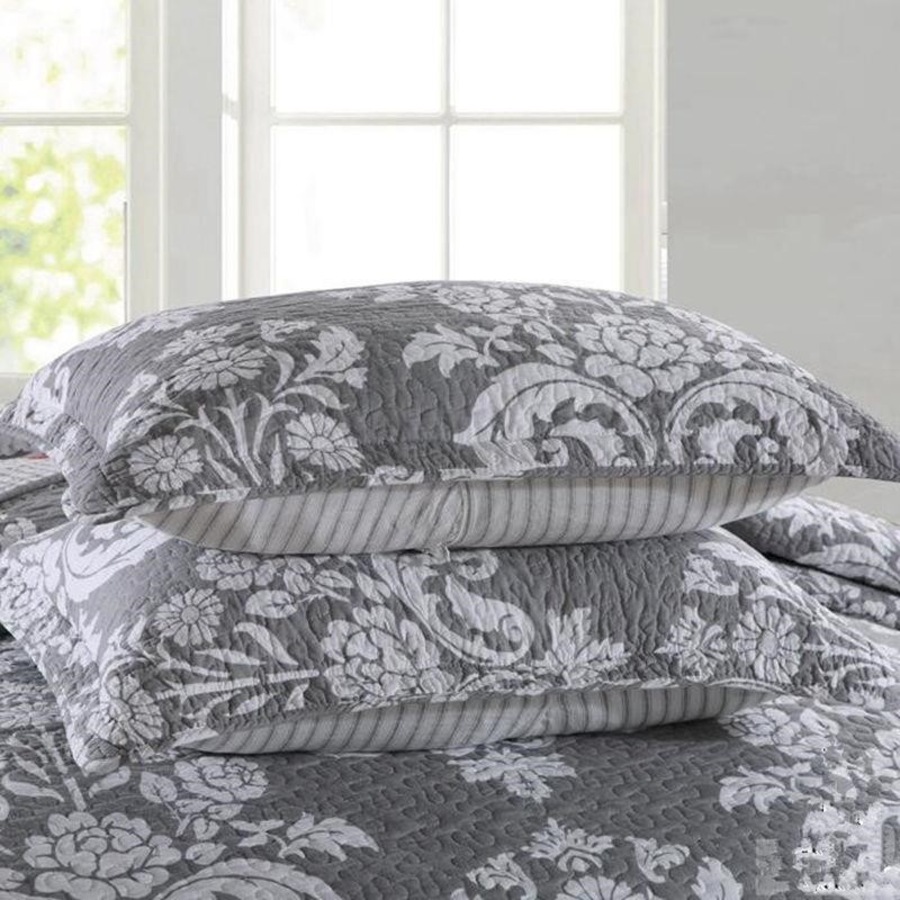 Luxury 100% Cotton Coverlet / Bedspread Set Quilt Queen King Size Bed 230x250cm 136# Grey