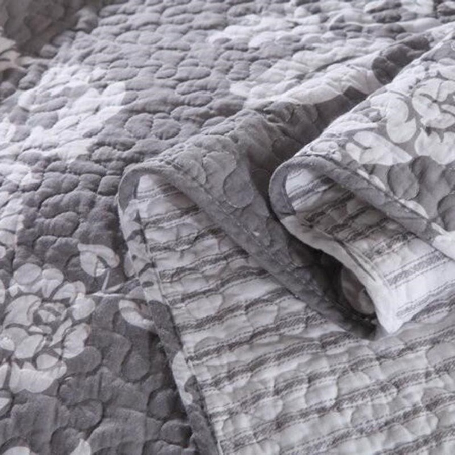 Luxury 100% Cotton Coverlet / Bedspread Set Quilt Queen King Size Bed 230x250cm 136# Grey