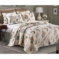 Luxury 100% Cotton Coverlet / Bedspread Set Quilt Queen King Size Bed 230x250cm Bird