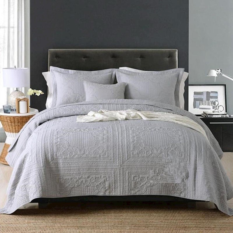 Luxury Quilted 100 Cotton Coverlet / Bedspread Set King / Super King