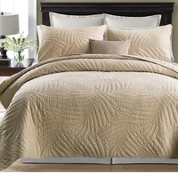 Luxury Quilted 100% Cotton Coverlet / Bedspread Set King / Super King Size Bed 250x270cm Beige