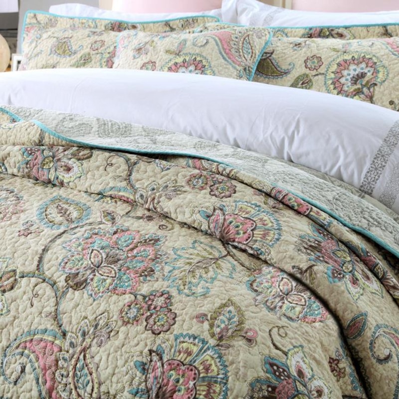 Buy Luxury Quilted 100 Cotton Coverlet / Bedspread Set Queen / King