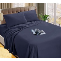 Micro Flannel Flannelette Fitted Sheet Set All Bed Size Soft Plush Winter Thermal Denim