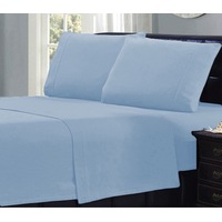 Micro Flannel Flannelette Fitted Sheet Set All Bed Size Soft Plush Winter Thermal Steel Blue