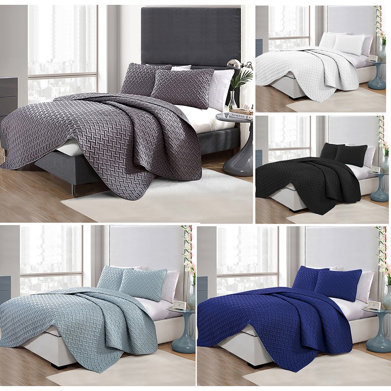 Buy Quilted 3 Pieces Chic Embossed Bedspread Coverlet Set 5 Colors