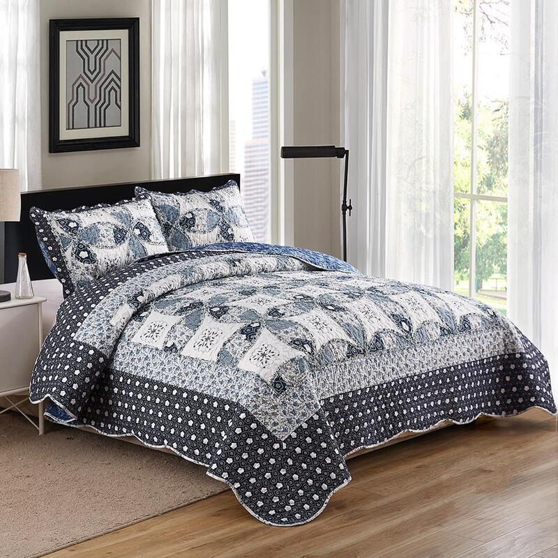 Quilted Chic Patchwork Coverlet Bedspread Set King/Super King Size Bed 250x270cm #33