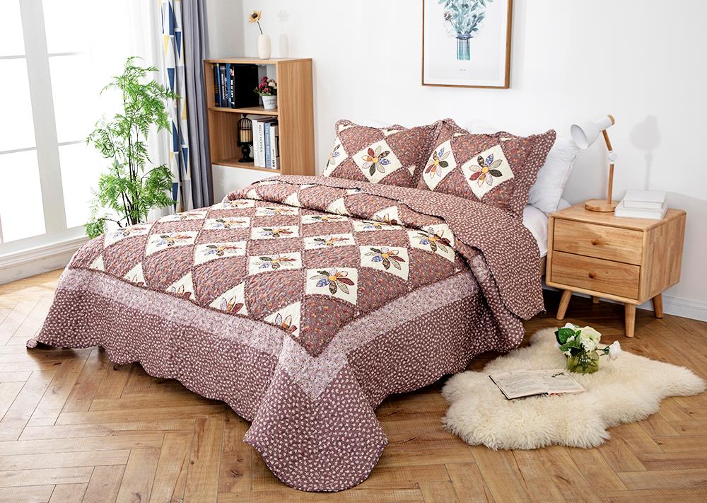 Quilted Chic Patchwork Coverlet Bedspread Set Queen King Size Bed 230x250cm #9