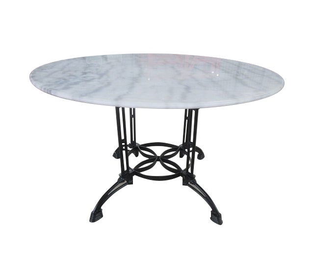 Como Round Dining Table with White Marble Top + BONUS Cheeseboard