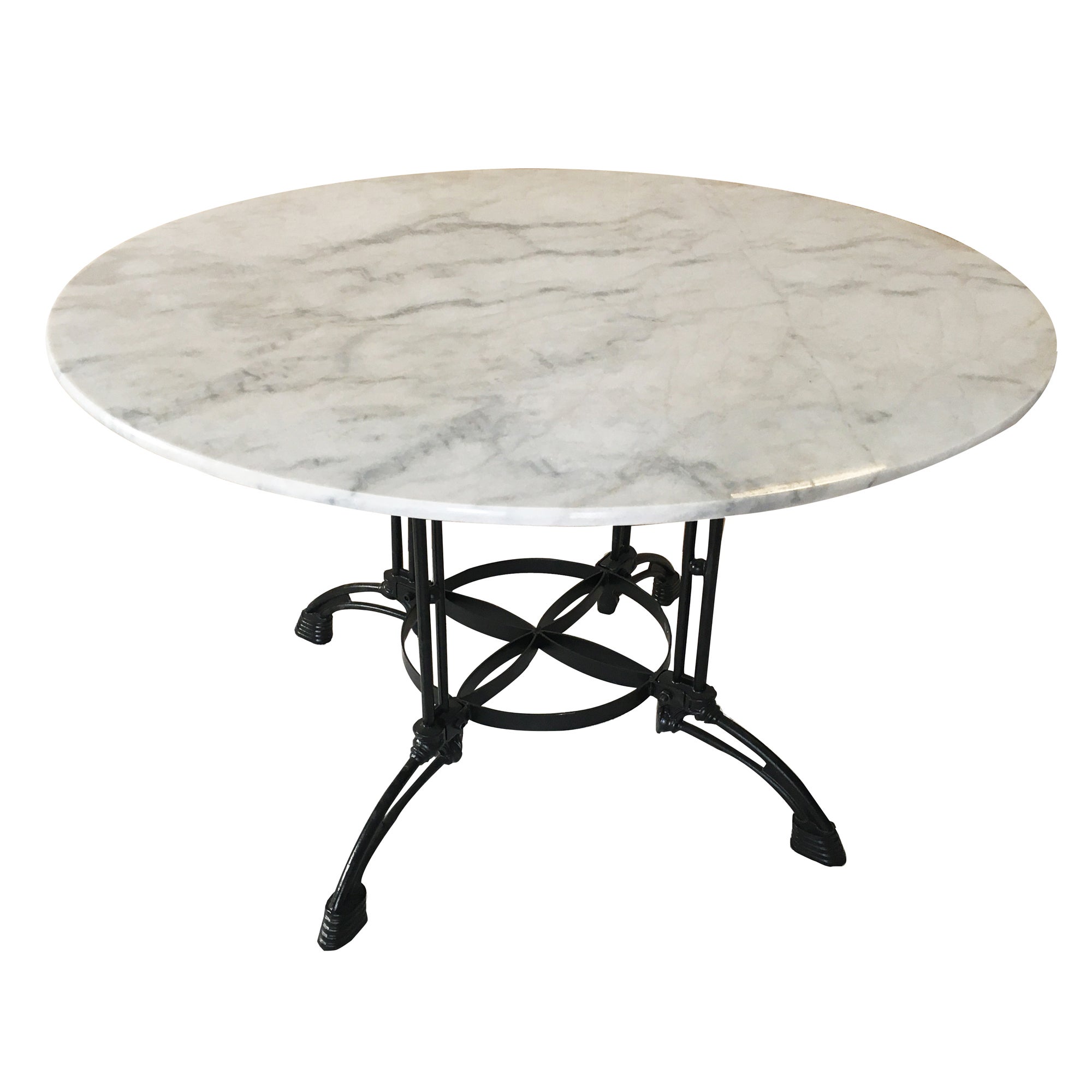 120cm Round Dining Table with White Marble Top