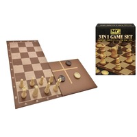 3 In 1 Chess & Checkers & Tic Tac Toe Game Set