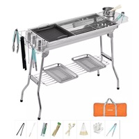 Luxury Package Charcoal BBQ Grill Camping Cooking Outdoor Portable Stainless Steel Stove