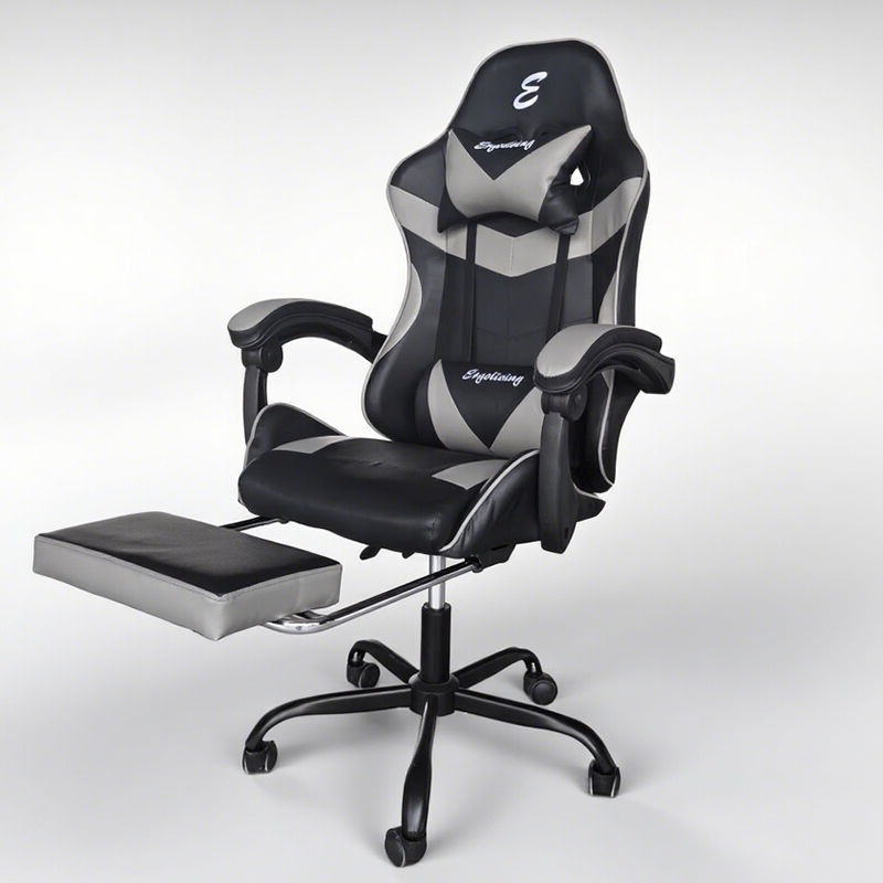 Buy Deluxe Gaming Chair Office Computer Racing Pu Leather Chair Grey