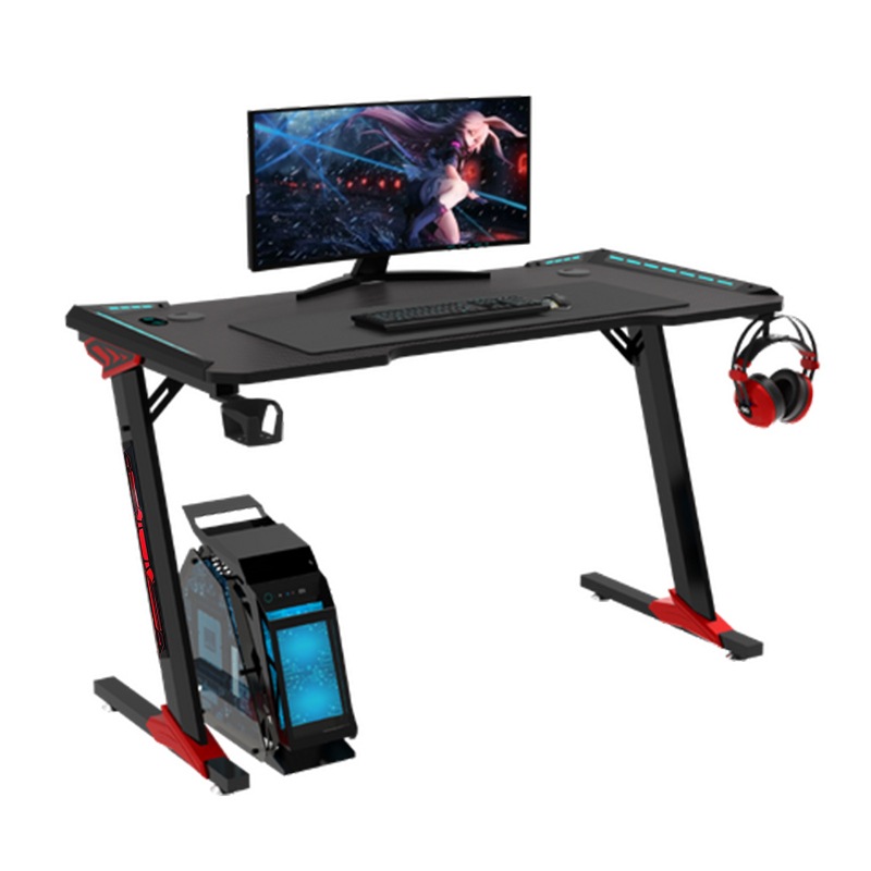 Buy RGB Gaming Desk Computer Table RGB LED Light Z Shape 120cm Black ...