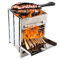 Large Foldable Camping Cooking Stove Fire Pit Burner Stainless Steel Wood Burning