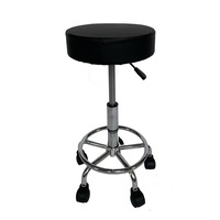 Salon Chair Bar Swivel Stool Office Roller Wheels Portable Leather With Foot Rest Black