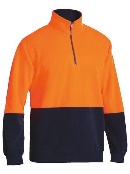 Bisley Hi Vis Polarfleece Zip Pullover - Orange/Navy (BK6889)