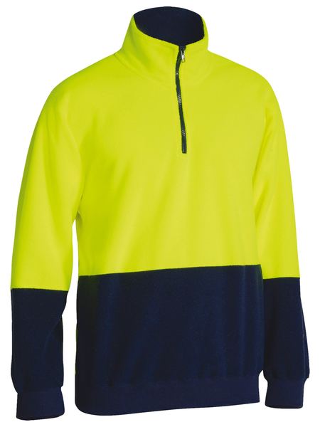 Bisley Hi Vis Polarfleece Zip Pullover - Yellow/Navy (BK6889)