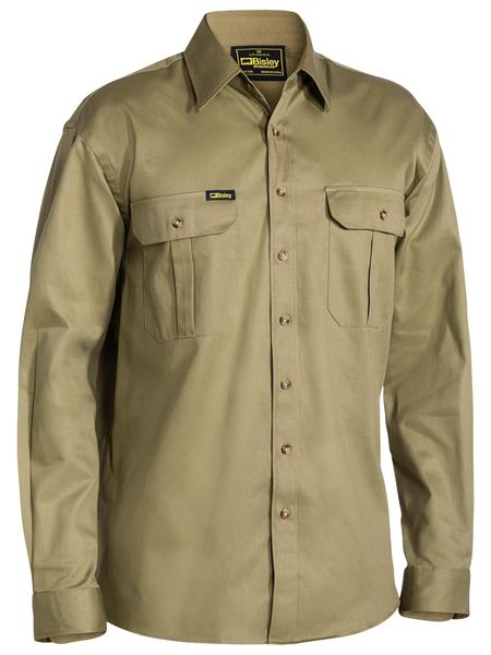 Bisley Original Cotton Drill Shirt - Long Sleeve - Khaki (BS6433)