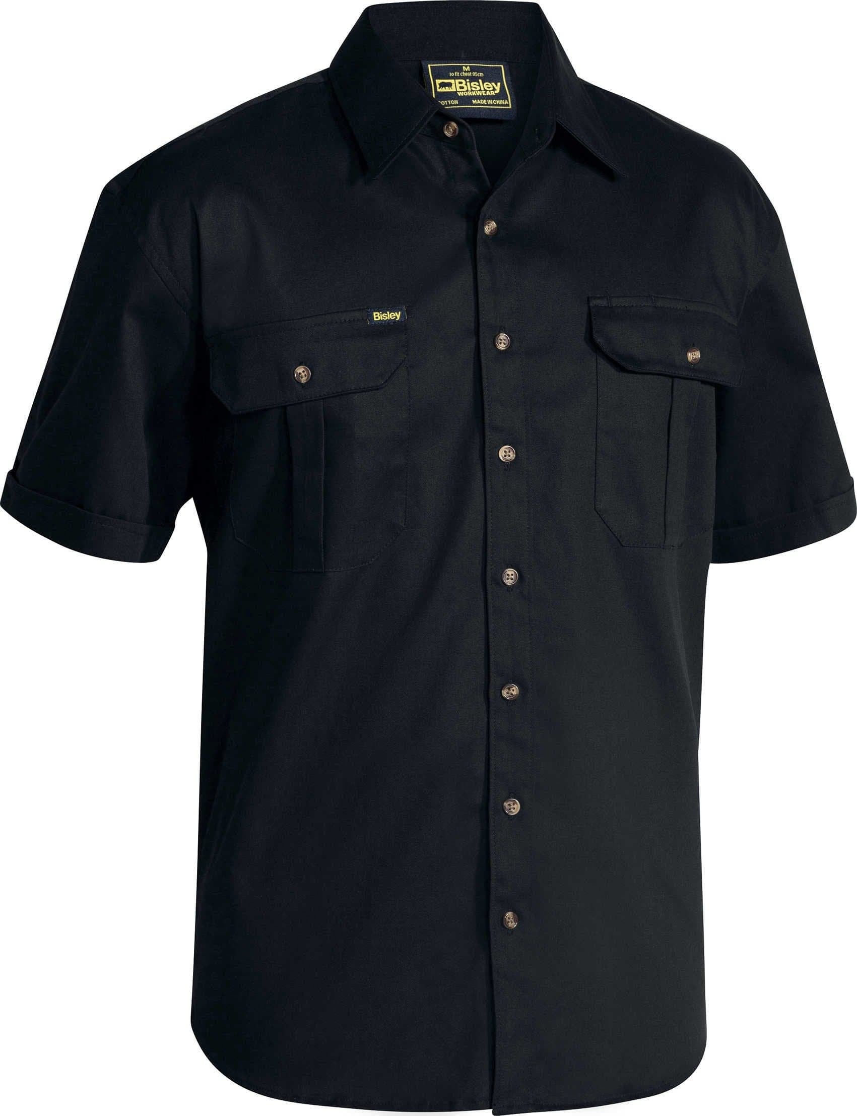 Bisley Original Cotton Drill Shirt - Short Sleeve - Black (BS1433)
