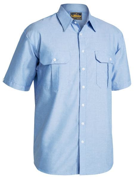 Bisley Oxford Shirt - Short Sleeve - Blue (BS1030)