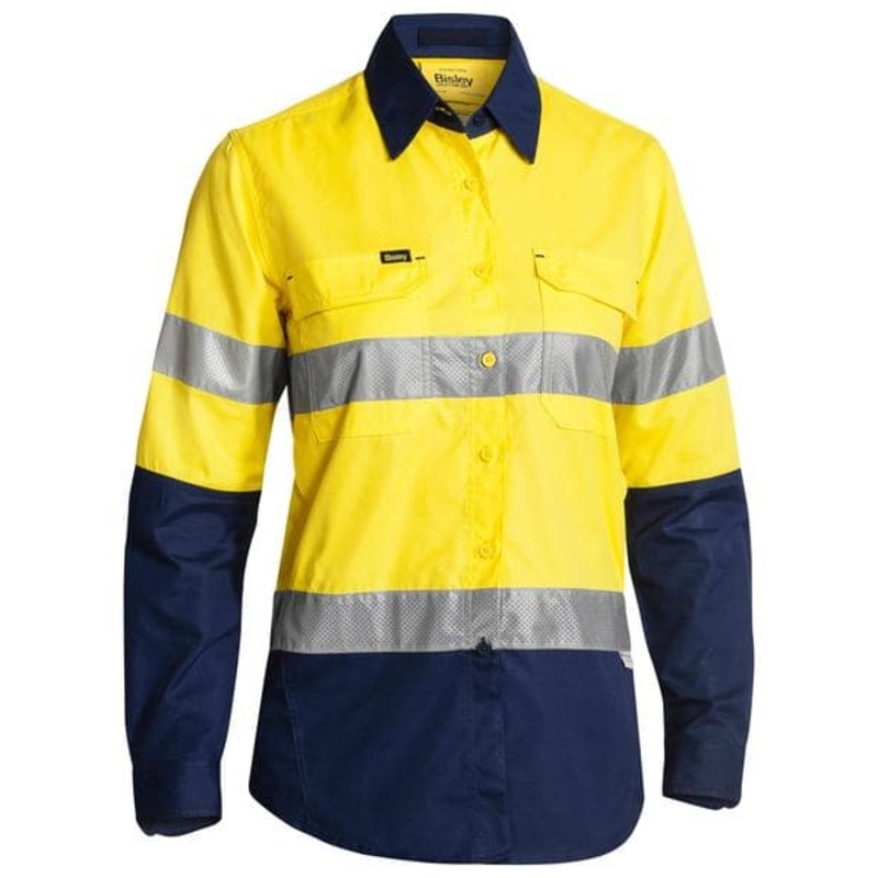 Buy Bisley Womens 3m Taped Hi Vis X Airflow™ Ripstop Shirt Yellownavy Bl6415t Mydeal 0568