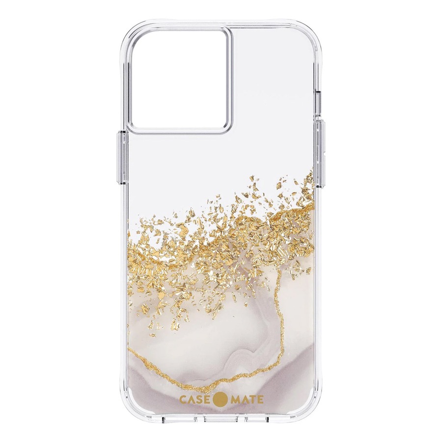 Case-Mate Karat Marble Case Antimicrobial for iPhone 13 Pro - Clear/ Gold