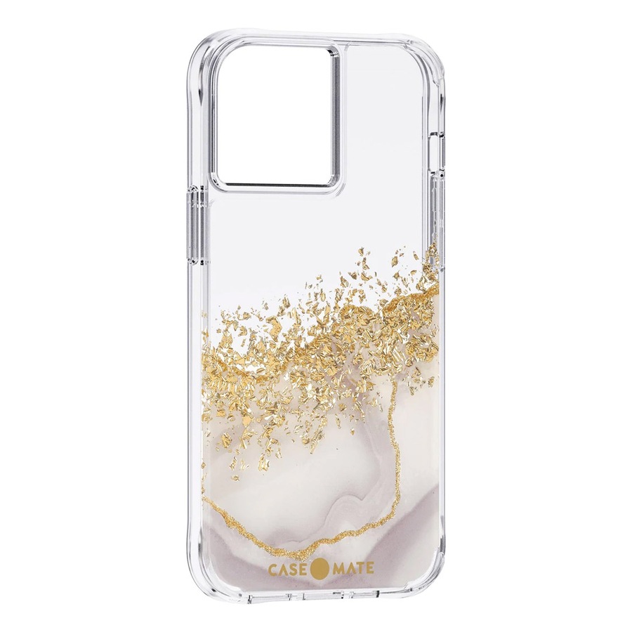 Case-Mate Karat Marble Case Antimicrobial for iPhone 13 Pro - Clear/ Gold