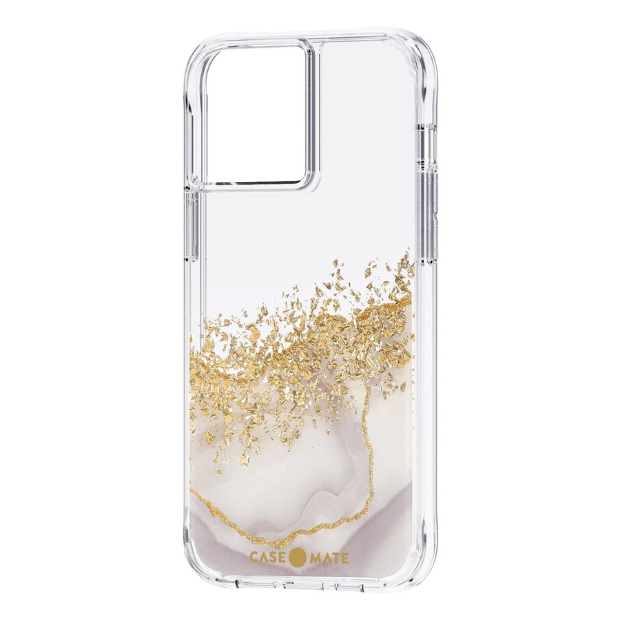 Case-Mate Karat Marble Case Antimicrobial for iPhone 13 Pro - Clear/ Gold
