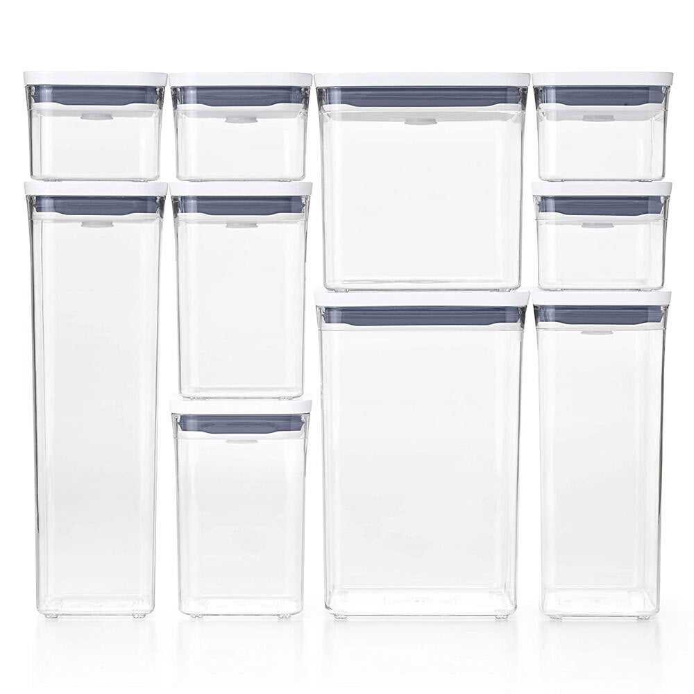 10pc Oxo Good Grips Pop Container Food Storage Kitchen Organiser Set w/Lid Clear