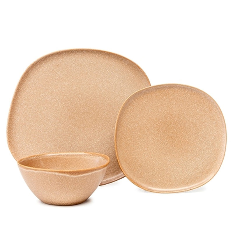 Buy 12pc Salt & Pepper Arch Stoneware Dinner Set Dinner/Side Plates/Bowls Natural MyDeal