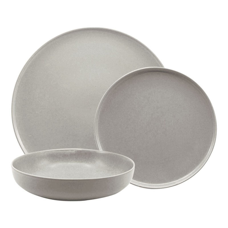 Buy 12pc Salt & Pepper Dinner/Side Plates/Bowls Stoneware Kitchen Hue