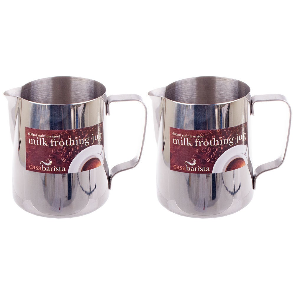 2x Casa Barista 600ml Stainless Steel Milk Coffee Latte Frothing Cup Pitcher Jug