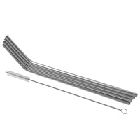 4PC Avanti Stainless Steel Reusable/Eco Friendly Straws w/ Cleaning Brush Drinks