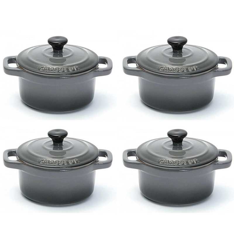 Buy 4pk Chasseur La Cuisson 10cm Cocotte Casserole Cookware Stock Potoven Lid Grey Mydeal 2390