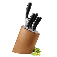 Avanti Wave 6pc Cutlery Knife Block Set Birchwood Kitchen Knives Stainless Steel