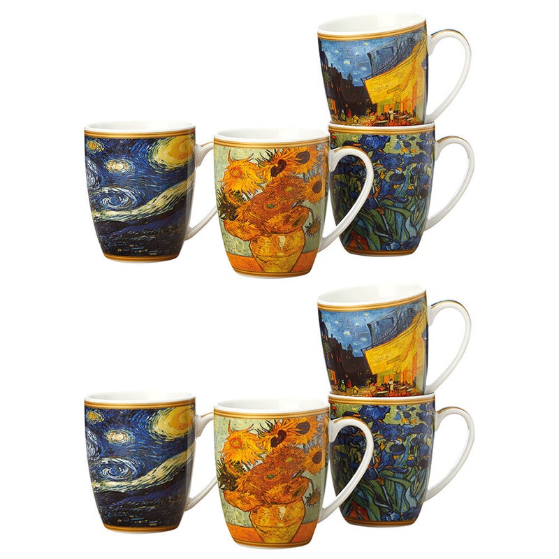 8pc Casa Domani 400ml Impressions Van Gogh Art Mug Cup Coffee Tea Porcelain Set Mydeal