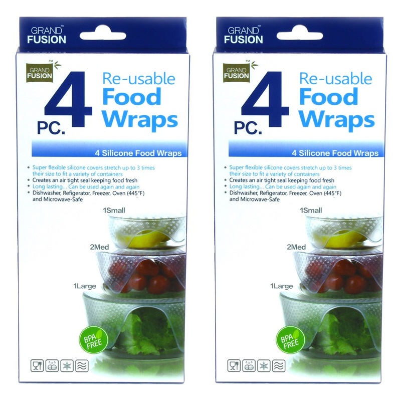 8pc Grand Fusion Reusable Silicone Food Cling Wraps/Cover Freezer
