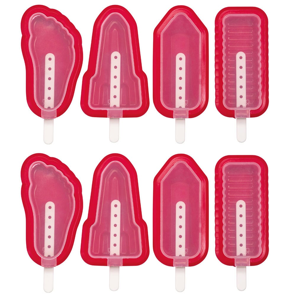 8PK Avanti Silicone Ice Block Moulds DIY Kitchen Ice Cream Popsicle Mold Red 