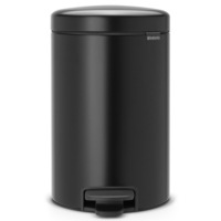 Brabantia Matte Black 12L Newicon Pedal Bin Rubbish/Waste Basket Garbage Can