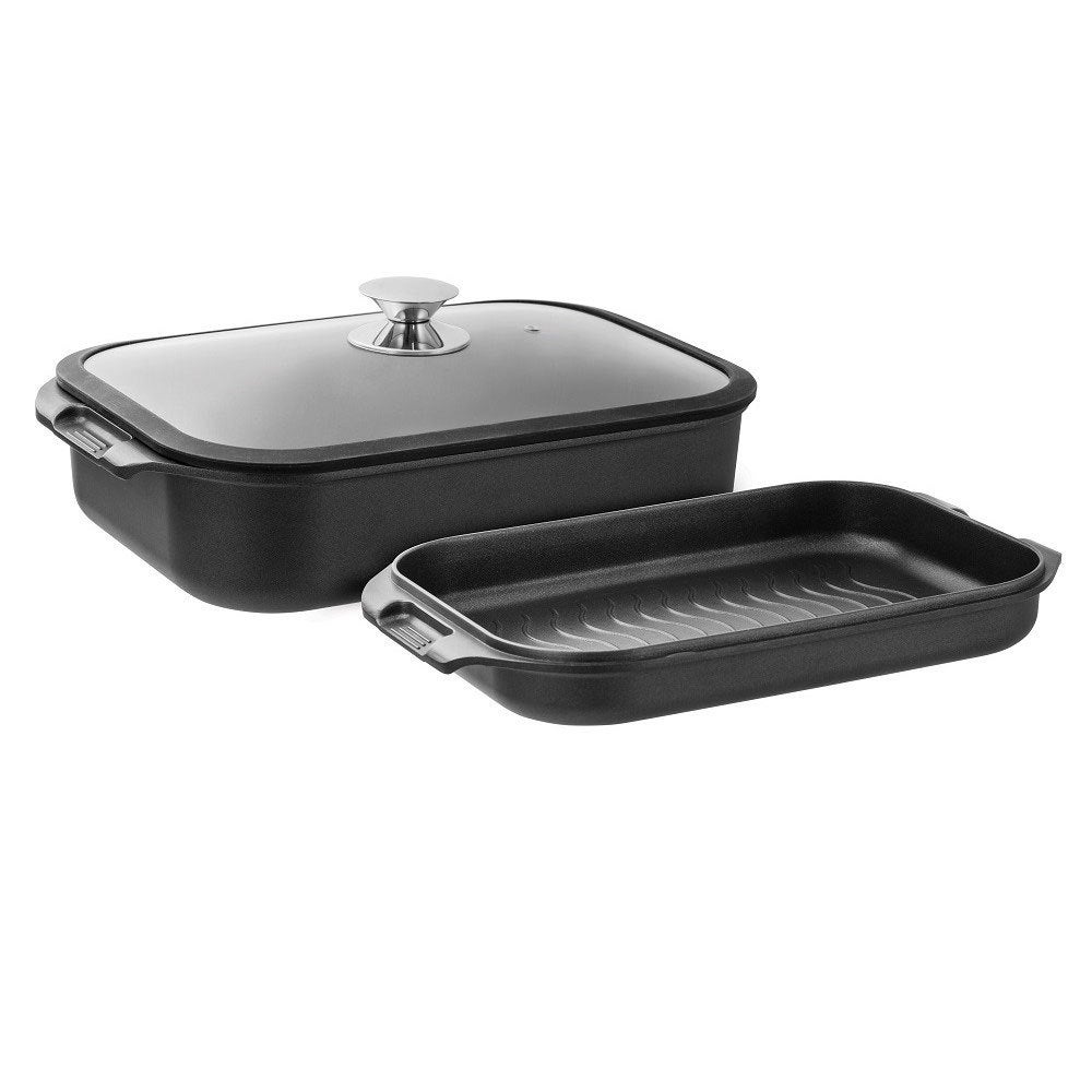 Pyrolux HA+ 3PC Set Double Roaster/Grill Pan/Lid/Induction Oven Safe/Baking Dish