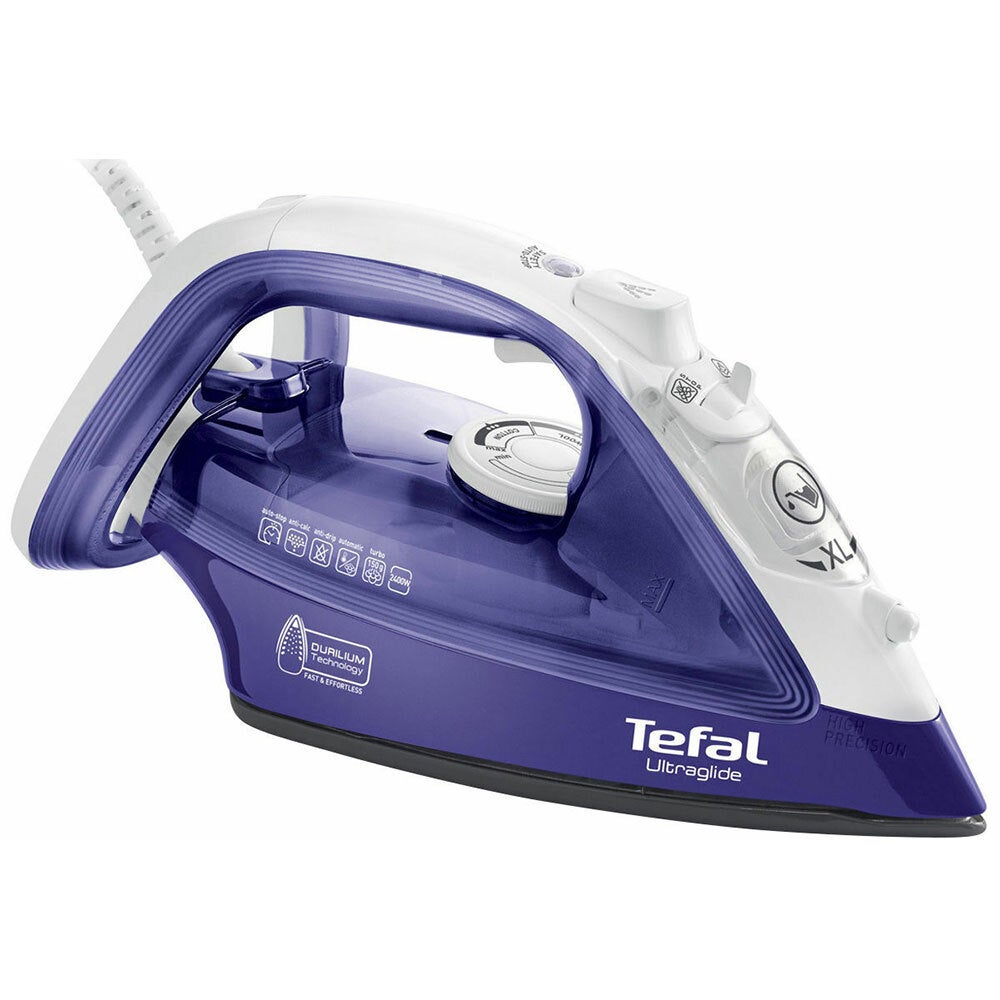 Tefal Ultraglide 2400W Steam Iron/Ironing Steamer for Clothes/Garments White
